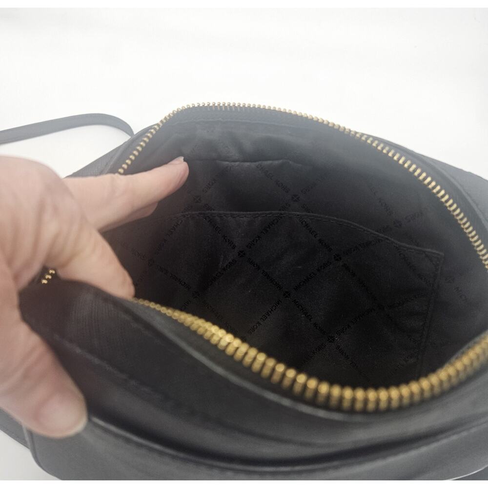 Michael Kors Jet Set Large Saffiano Leather Crossbody Bag Gold Chain Career Glam - Picture 9 of 16